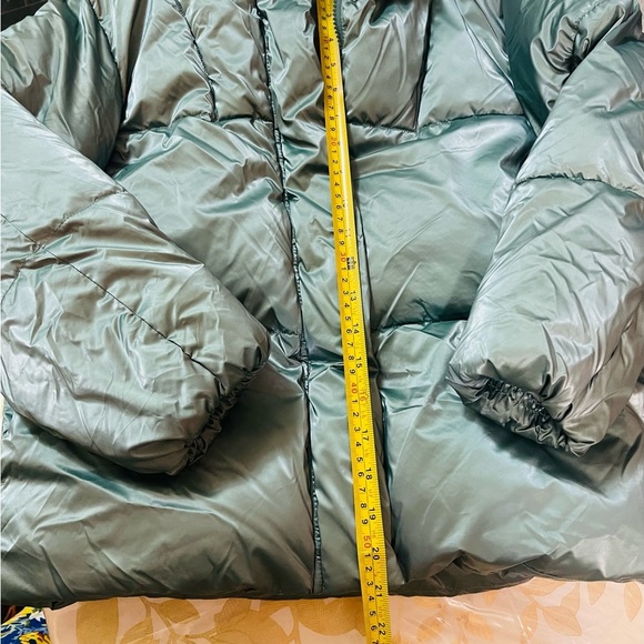 Zara Green Clover Metallic Waterproof Puffer Jacket Size 9 134 Cm Zip Coat - Picture 6 of 7